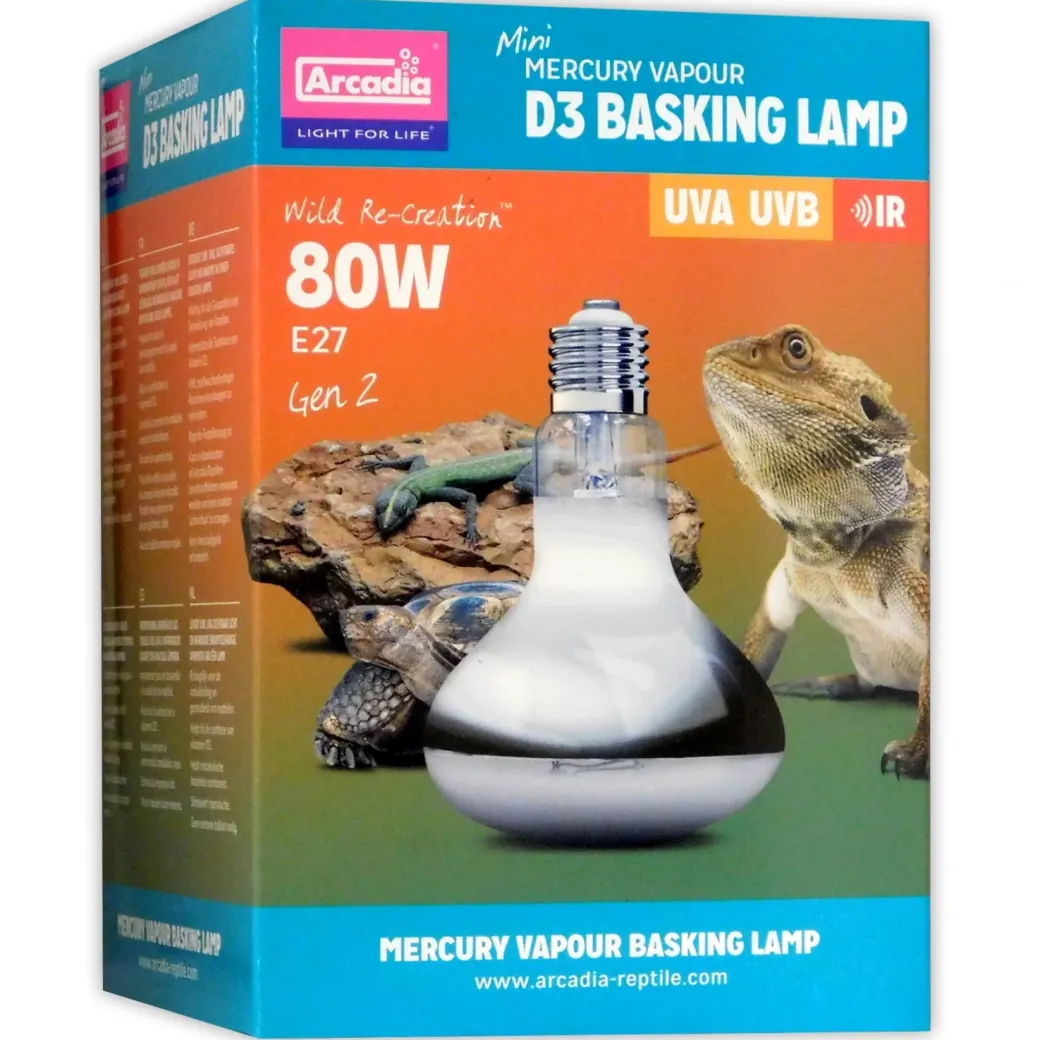 Arcadia D3 Basking Lamp UV reptil pære 80 w
