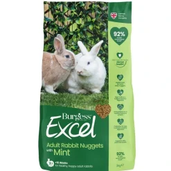 Burgess Excel Rabbit Adult 3 kg - Fuldfoder til voksne kaniner med mint