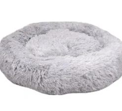 Cushion Krems fluffy rund hundeseng medium lysegrå