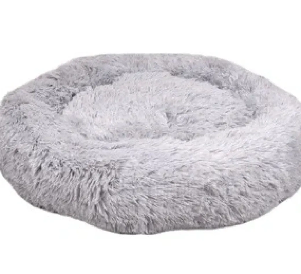 Cushion Krems fluffy rund hundeseng medium lysegrå