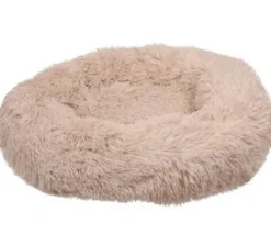 Cushion Krems fluffy rund hundeseng small beige