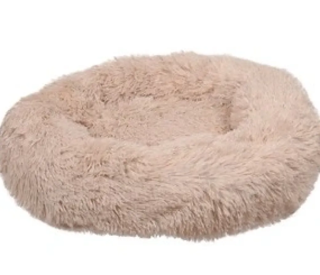 Cushion Krems fluffy rund hundeseng small beige