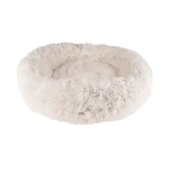 Cushion Krems fluffy rund hundeseng small hvid