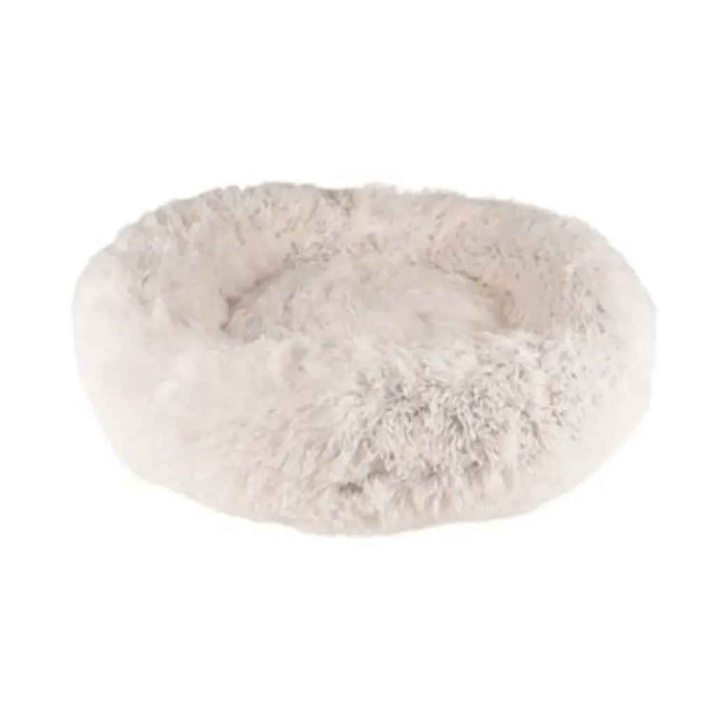 Cushion Krems fluffy rund hundeseng medium hvid