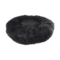Cushion Krems fluffy rund hundeseng medium sort