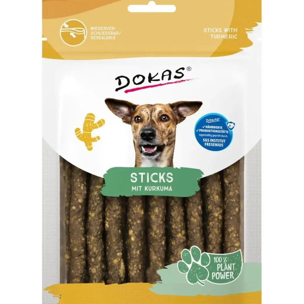 Dokas Stænger med gurkemeje 105 g - vegetabilske hundesnacks