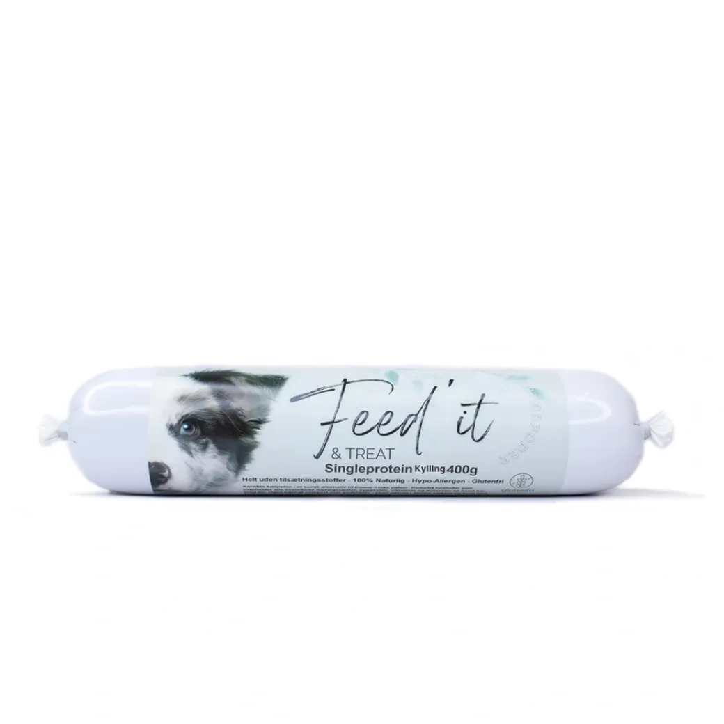 Feedit & Treat Pure Chicken 400 g - naturlig kyllingeskærepølse til hund og kat