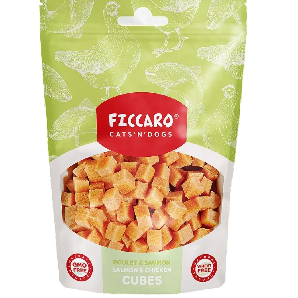 FICCARO Hundesnack Laks & Kylling Cubes - laks og kylling i tern 100 g