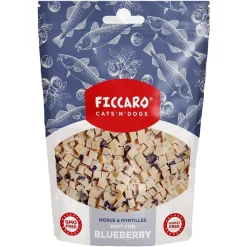 FICCARO Hundesnack Torsk & Blåbær Soft Cubes - bløde tern af torsk og blåbær 100 g