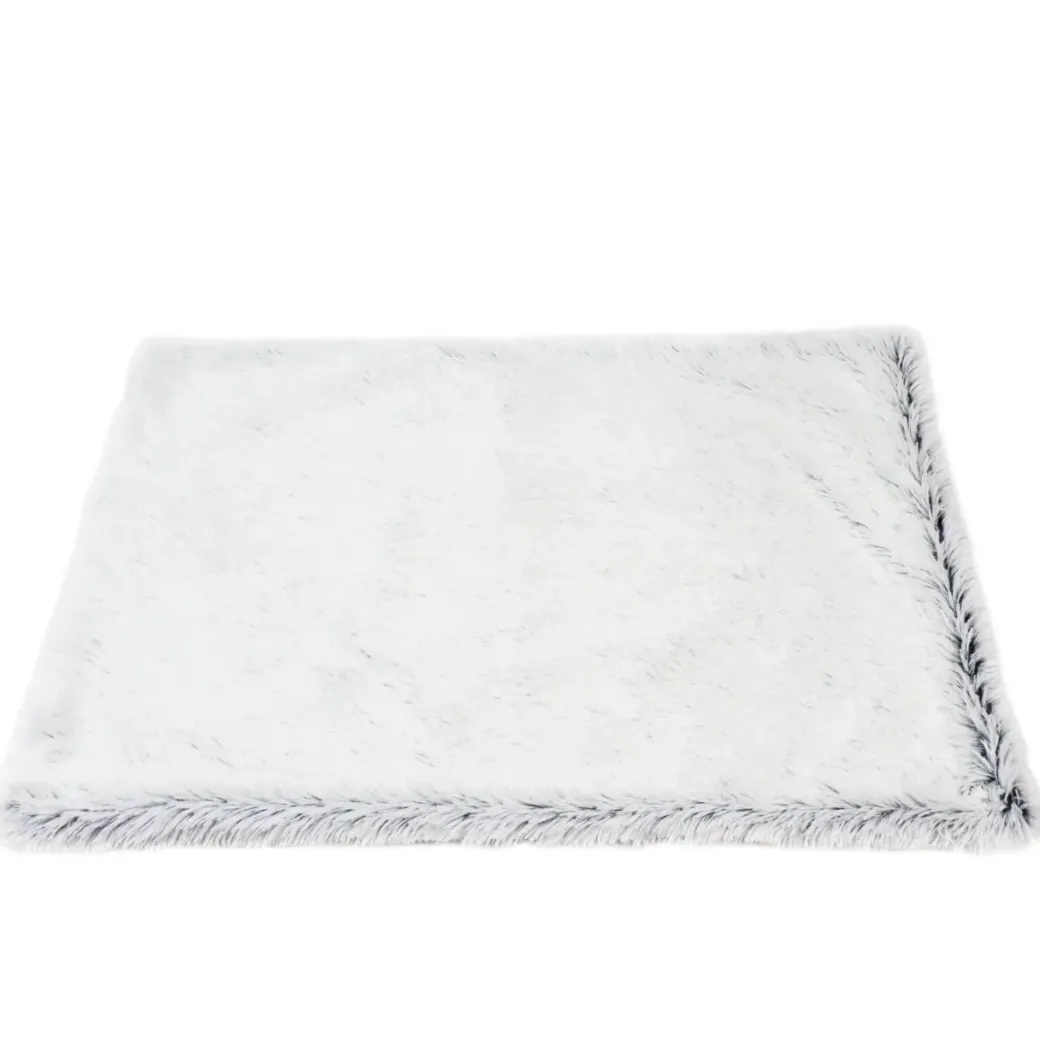 Fluffy hundetæppe 100x70 cm frossen hvid til hund - blødt og skridsikkert underlag
