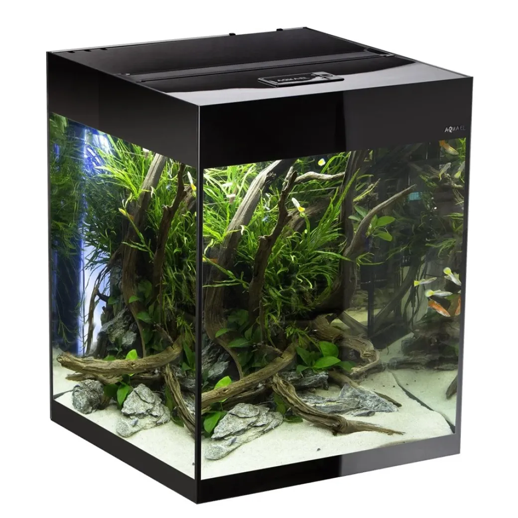 Glossy akvarie Cube 50x50x63 cm 132 L Sort
