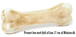Håndlavet Presset Tyggeben med fyld af lam 17 cm 115 g - stort tyggeben til hunde