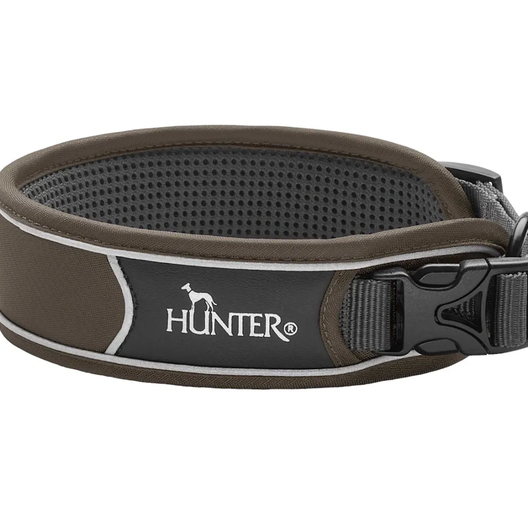 Hunter Divo Hundehalsbånd M 35-45 Brun/Grå - justerbart hundehalsbånd (35-45 cm, B 4,5 cm)