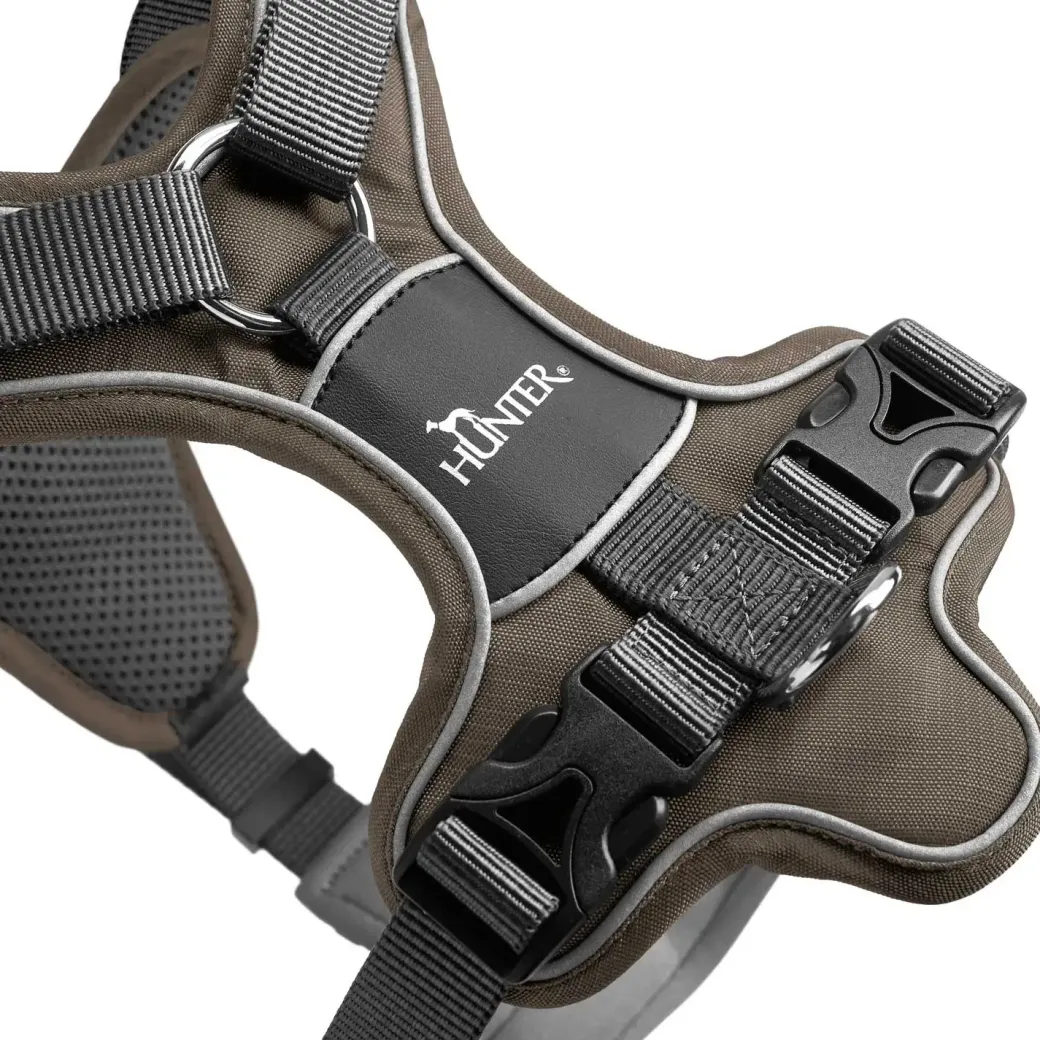 Hunter Divo hundesele S-M brun/grå just mave 52-68 cm - Fleksibel pasform og stabil støtte