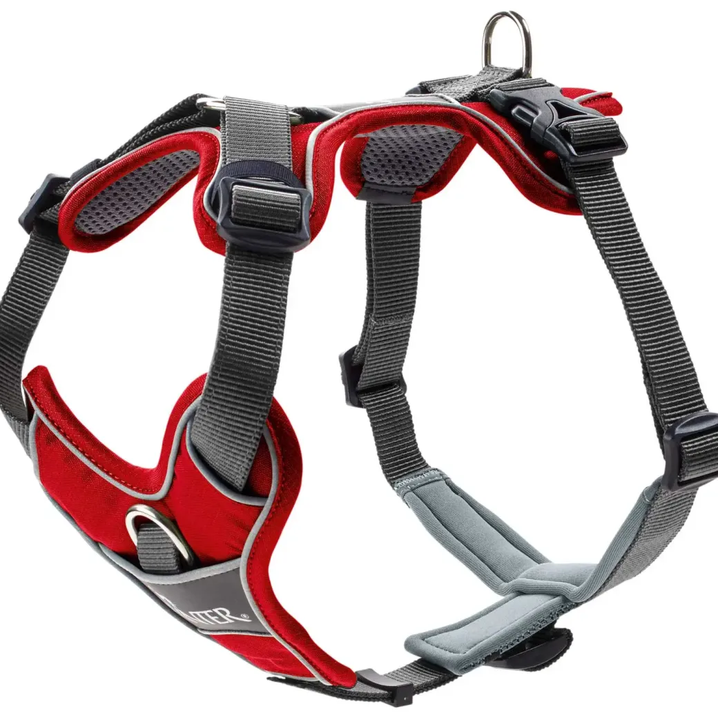 Hunter Divo hundesele S rød/grå just mave 45-56 cm - Smidig pasform og stabil kontrol