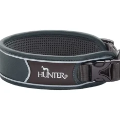 Hunter Halsbånd Divo M Grå/Grå - justerbart hundehalsbånd (35-45 cm, B 4,5 cm)