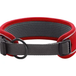 Hunter Halsbånd Divo M Rød/Grå - justerbart hundehalsbånd (35-45 cm, B 4,5 cm)