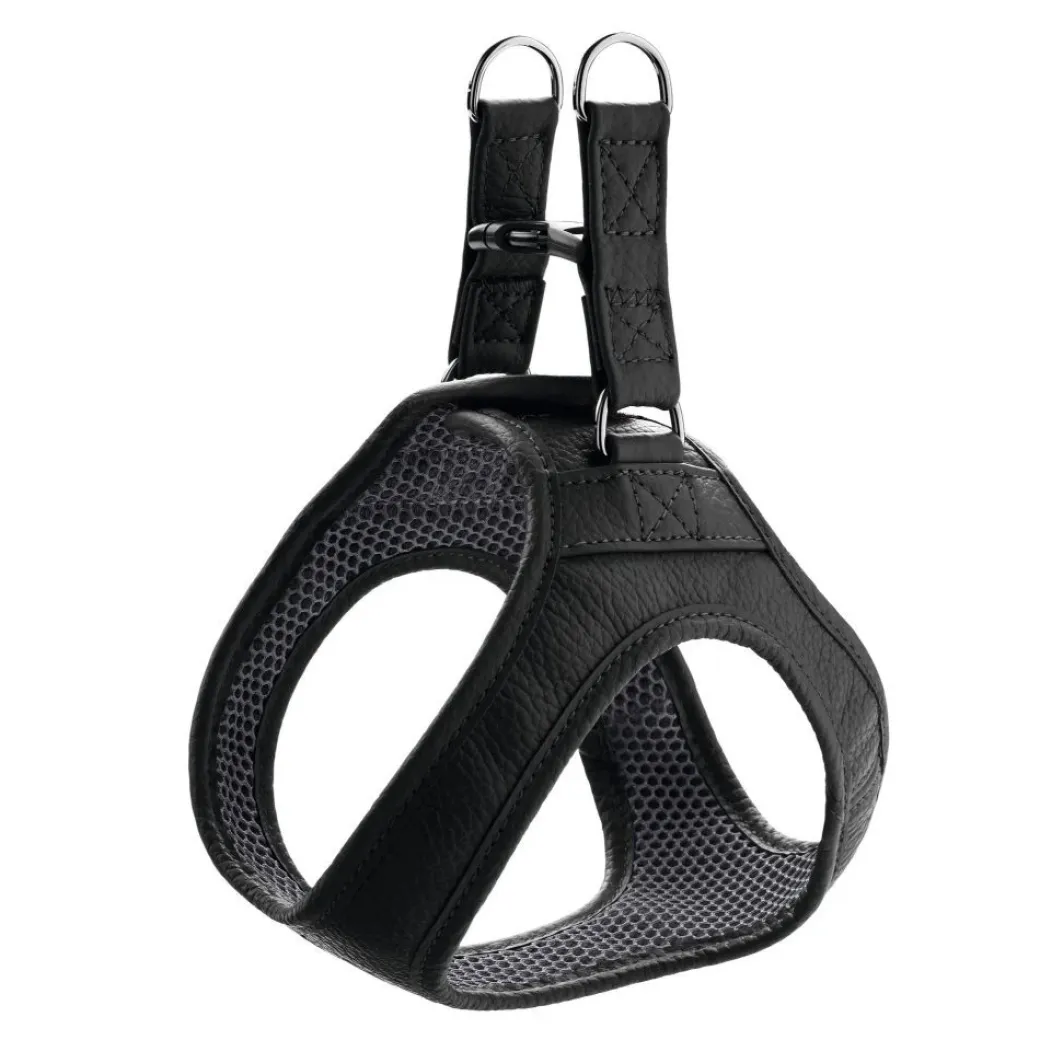 Hunter Hilo læder hundesele XS-S sort hals 37-40 cm - blød og let pasform