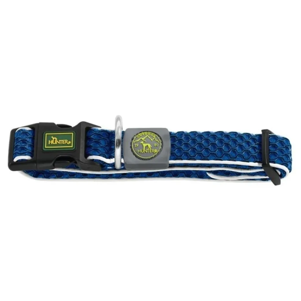 Hunter hunde halsbånd Hilo Blå L-XL - justerbart hundehalsbånd (40-60 cm, B 3,2 cm)