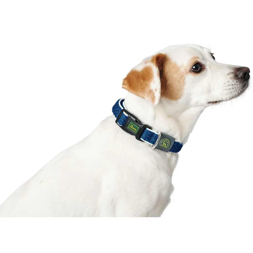 Hunter hunde halsbånd Hilo Blå L-XL - justerbart hundehalsbånd (40-60 cm, B 3,2 cm)