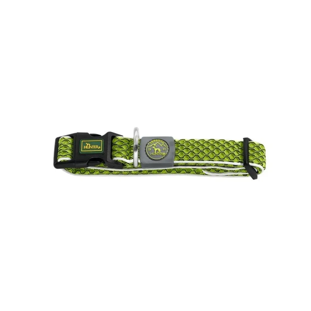 Hunter hunde halsbånd Hilo Lime S-M - justerbart hundehalsbånd (30-43 cm, B 2,5 cm)