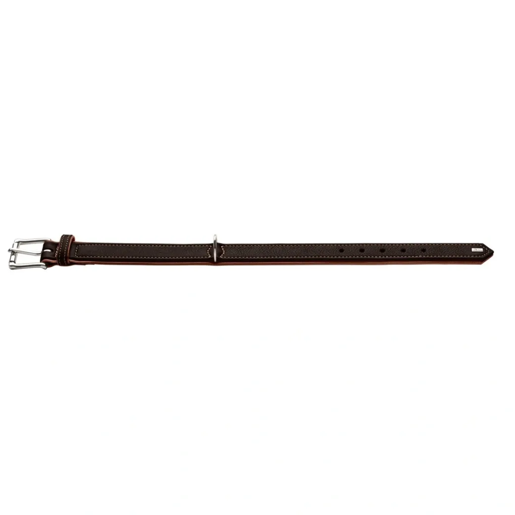 Hunter Hundehalsbånd læder Canada Elg Str.35 Sort/Cognac - 24-30 cm