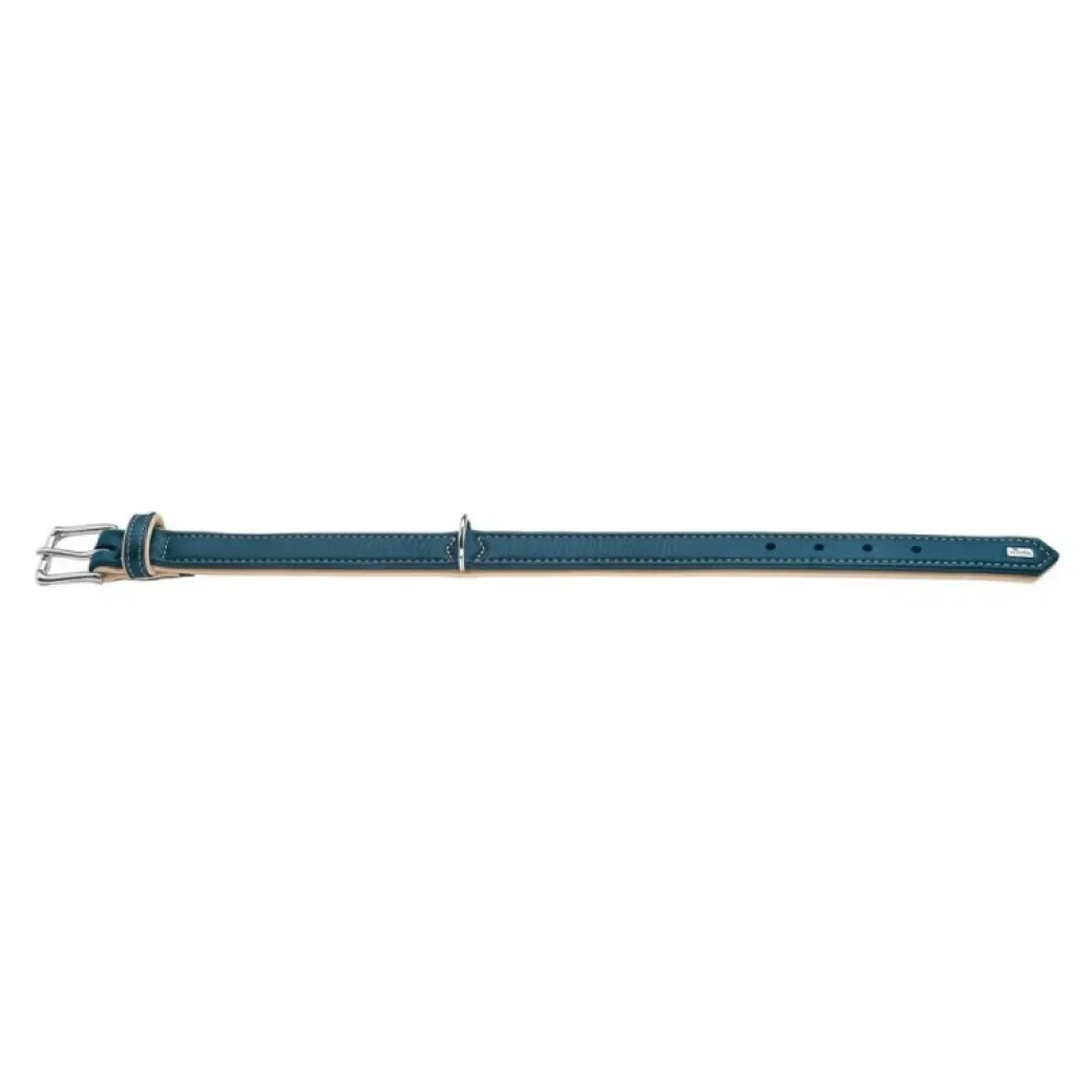 Hunter Hundehalsbånd læder Canada Elg Str.50 Petroleumsblå - 37-43 cm