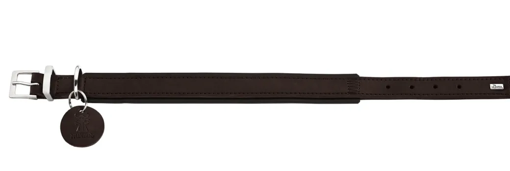 Hunter Larvik Comfort 35 Mørkebrun Hundehalsbånd - justerbart hundehalsbånd (24 - 30 cm, B