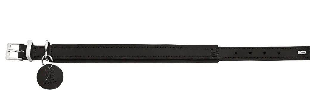 Hunter Larvik Comfort 55 Sort Hundehalsbånd - justerbart hundehalsbånd (36 - 46 cm, B 3,5