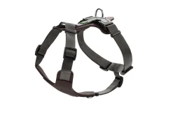Hunter Mixed Aalborg læder hundesele XS-S mørkebrun/grå hals 40-50 cm - komfort og støtte