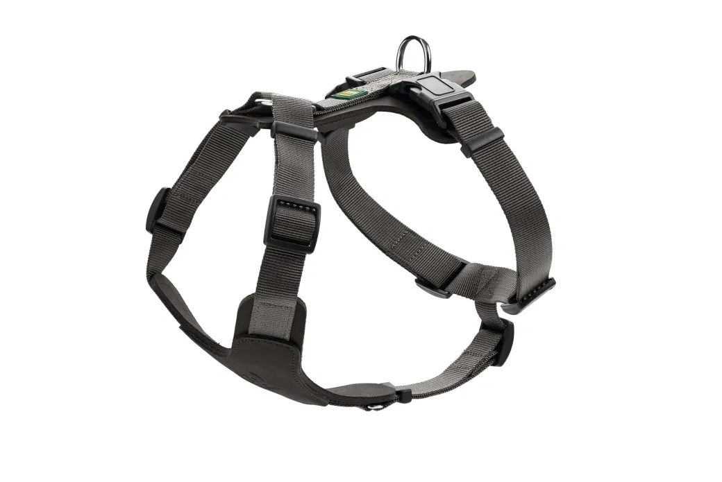 Hunter Mixed Aalborg læder hundesele XS-S sort/grå hals 40-50 cm - komfort og stabil pasform