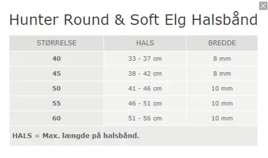 Hunter rundsyet elghalsbånd sort 60 cm - justering 51-56 cm komfort til store hunde