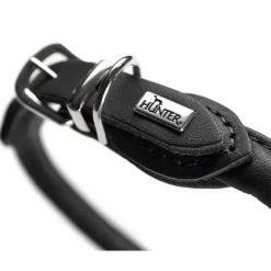 Hunter rundsyet hundehalsbånd okselæder 45/8 sort 45 cm - justering 38-42 cm