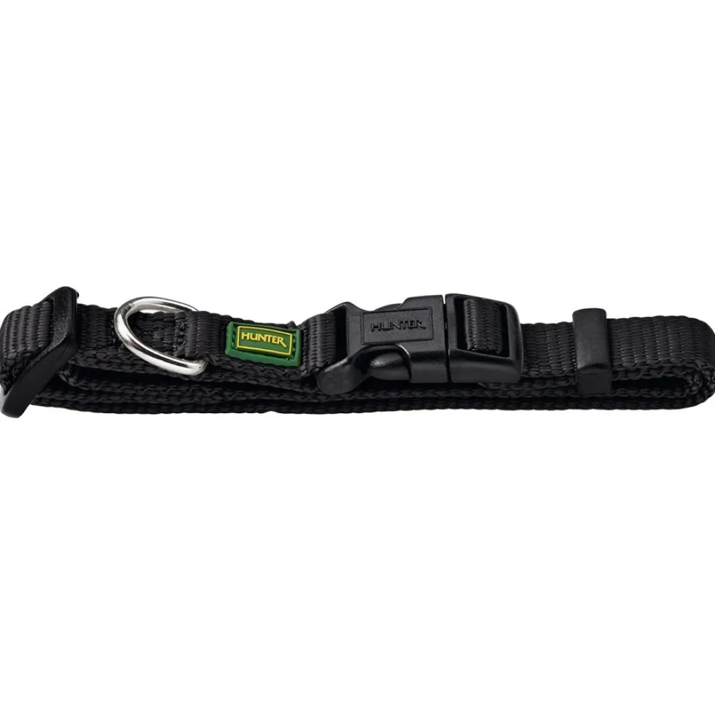 Hunter Vario Basic Halsbånd Sort S 22-35 cm - Komfortabelt nylonhalsbånd