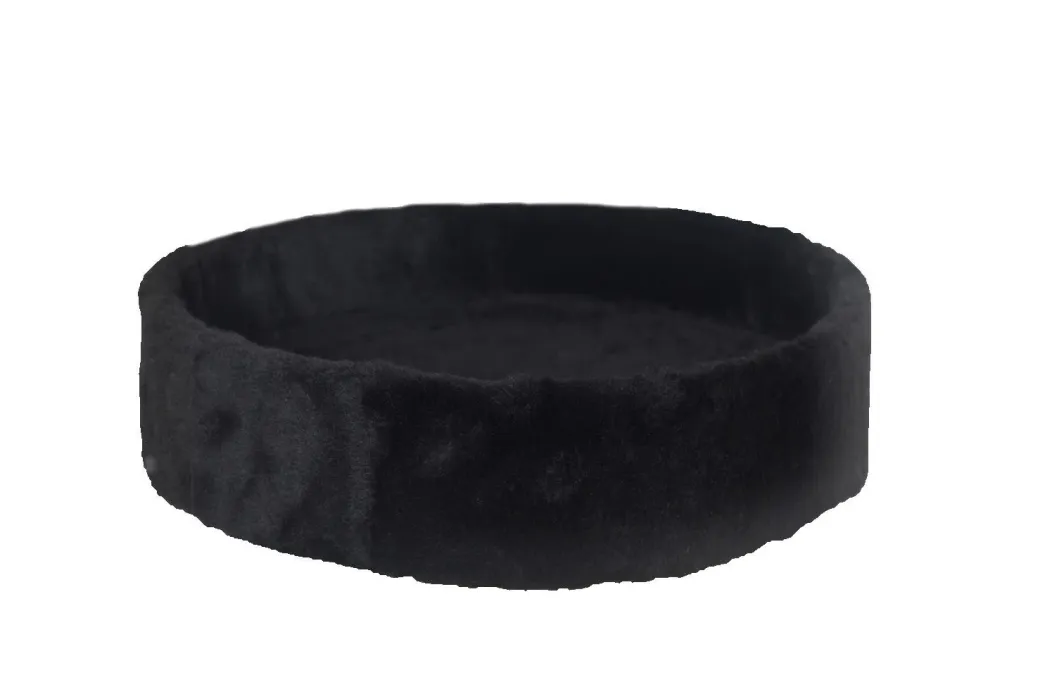 Kattens no 1 Rund hylde med kant med plys 2 sider Ø 50 cm Sort