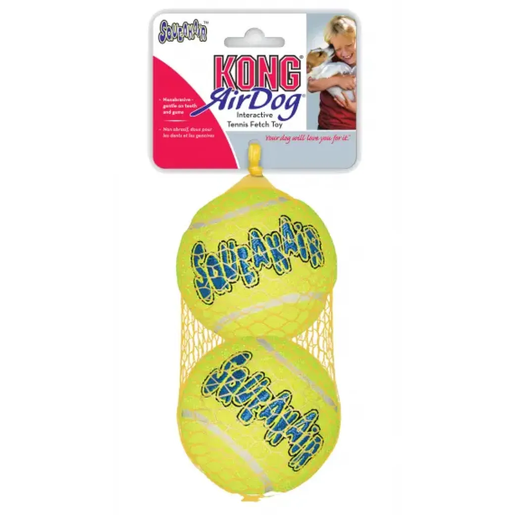 KONG Airdog Tennisbold med piv Large - robust tennisbold til hunde