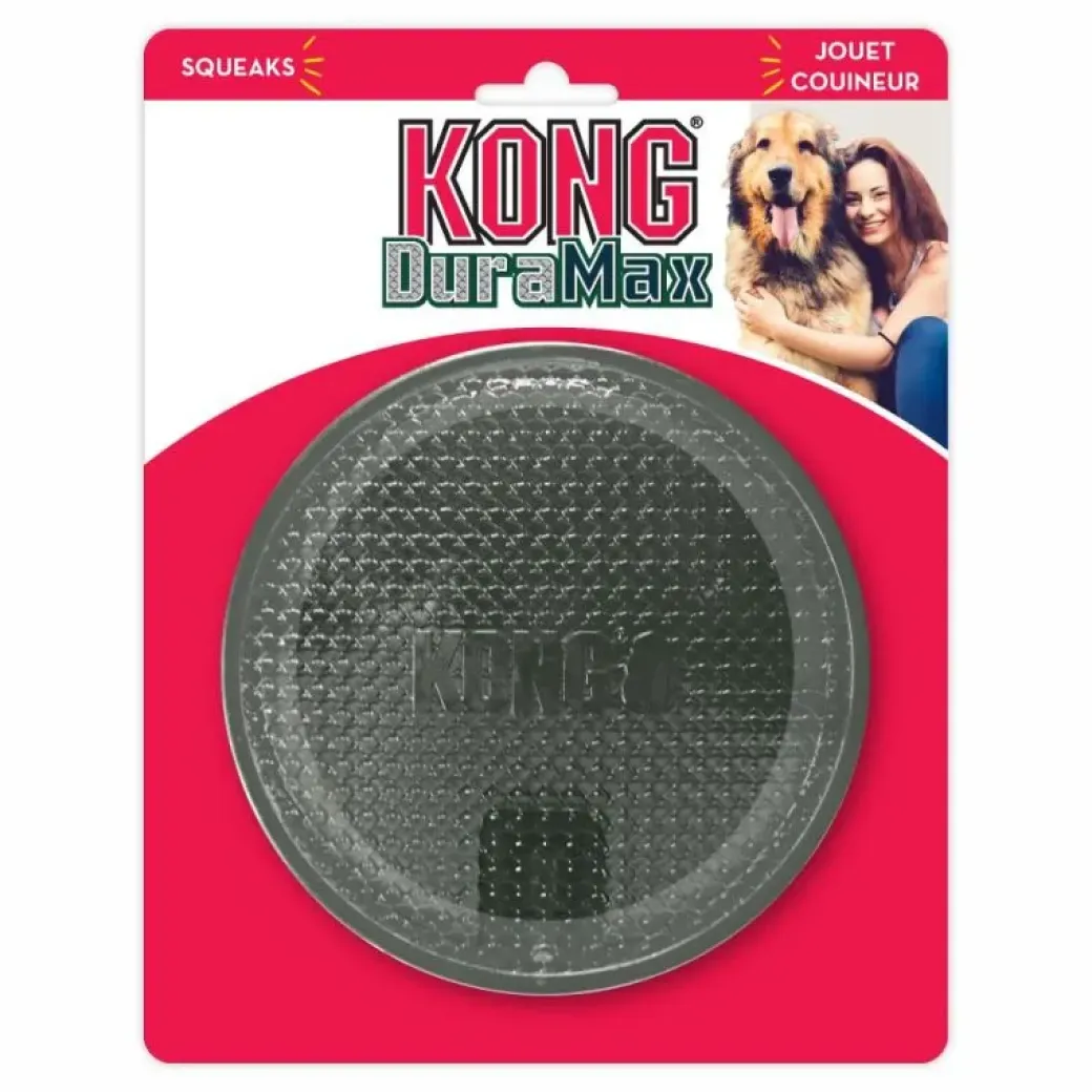 KONG Duramax Puck Grå L 14 cm - slidstærkt hundelegetøj til tyggeglade hunde