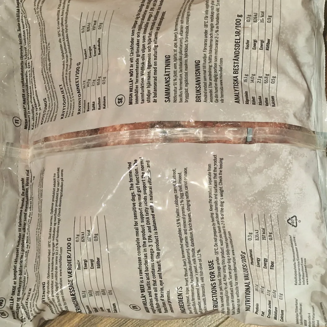 MUSH HELLÄ Okse 3 kg - Naturligt råfoder til din hund