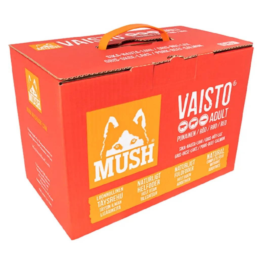 MUSH Vaisto Rød Gris Okse Laks XL 10 kg - Naturligt BARF-foder til hunde
