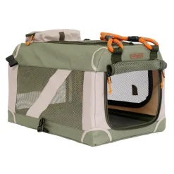 Nordic Paws Foldbart luksus hundebur i stof Army L - rummelig ro og komfort
