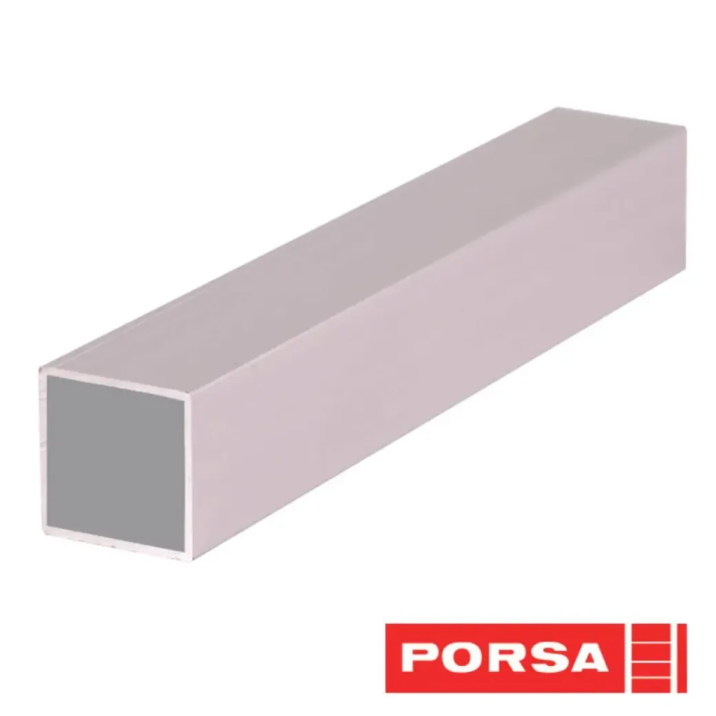 Porsa sølv aluprofil firkantet 10 cm.