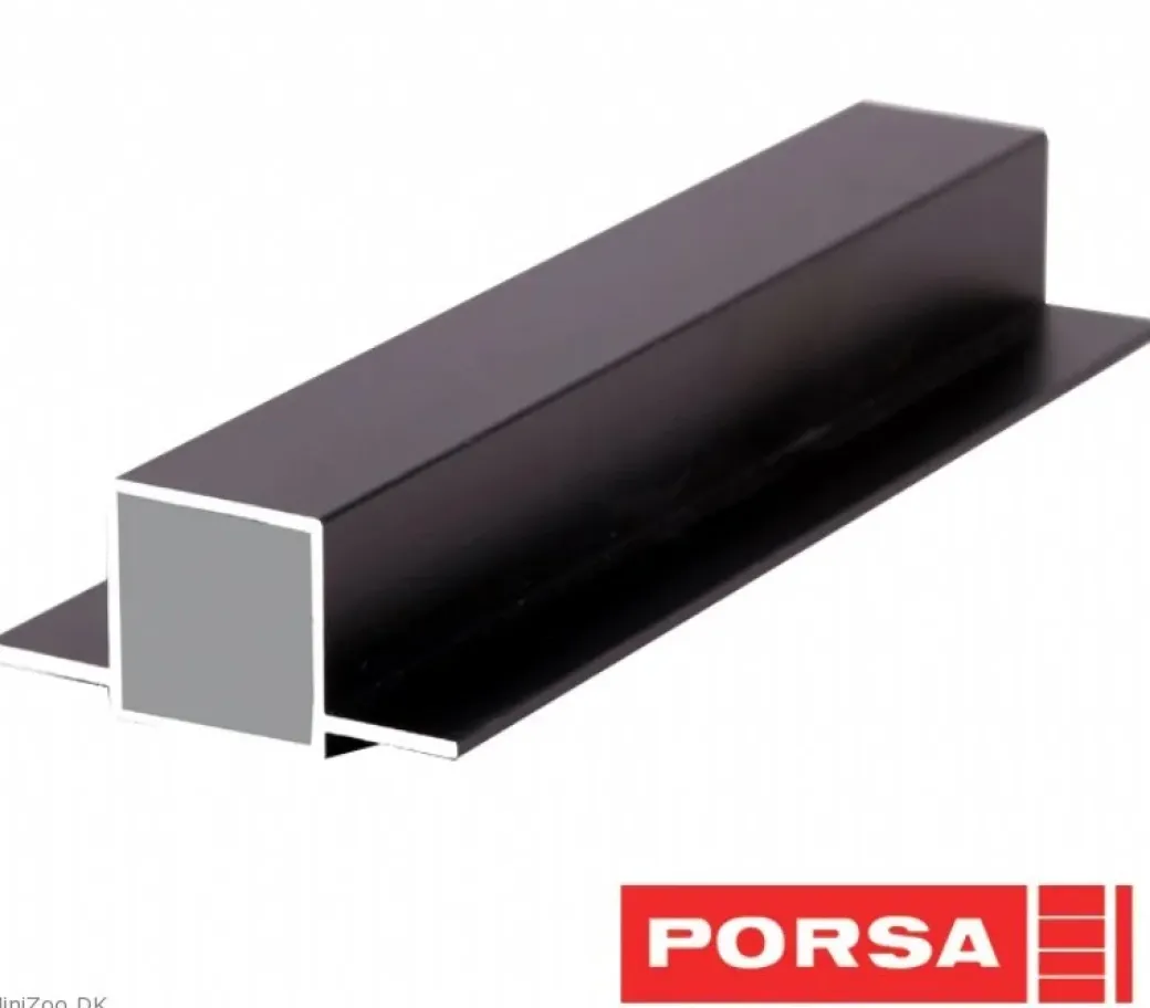 Porsa sort aluprofil med dobbelt flig 95 cm.