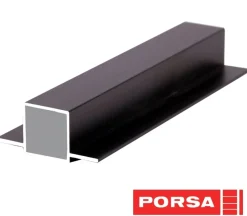 Porsa sort aluprofil med dobbelt flig 40 cm.