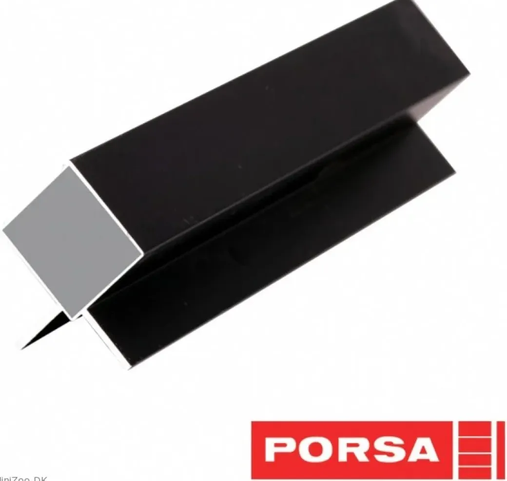 Porsa sort aluprofil med dobbelt vinkelflig 70 cm.