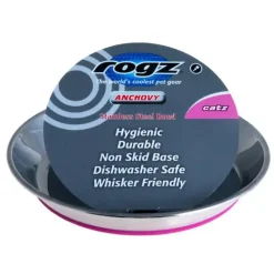 Rogz rustfri stålskål til kat 200 ml Pink