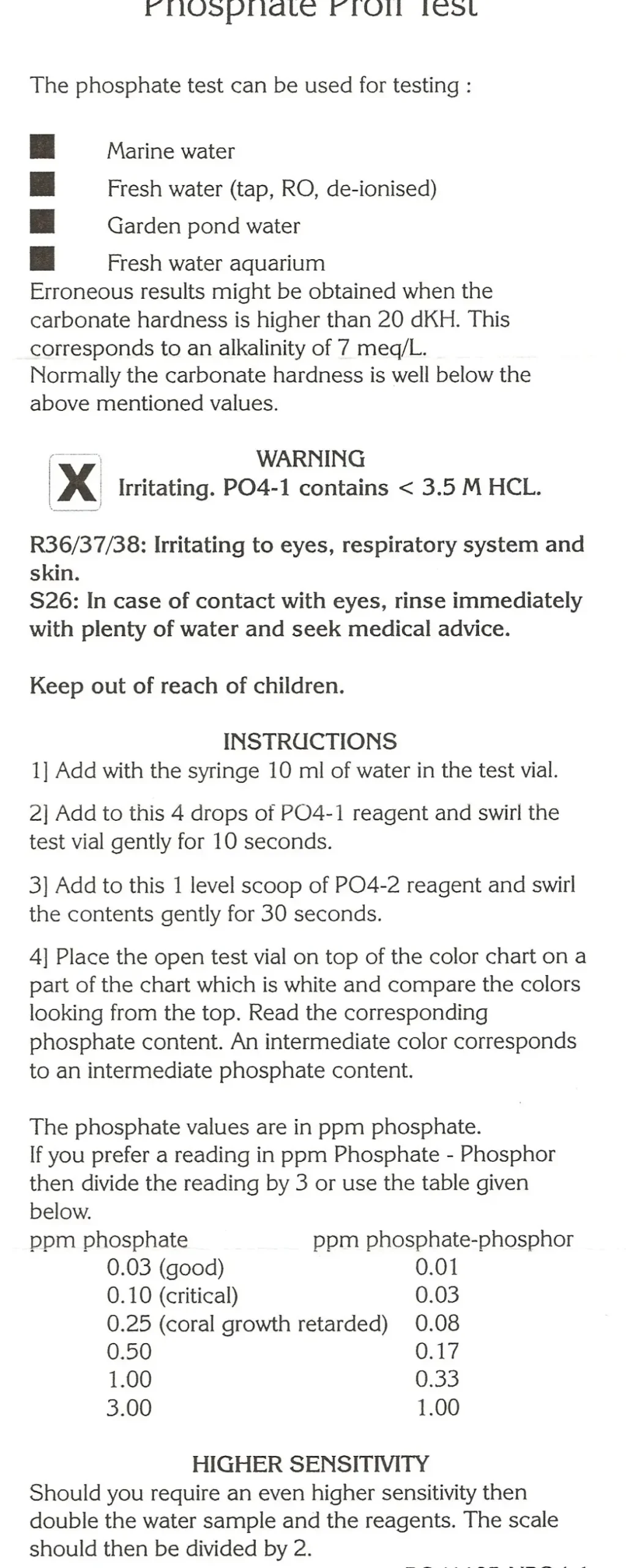 Salifert Fosfat Test PO4