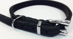Timely halsbånd olieret læder sort 12 mm 30 cm - blød styrke til små hunde