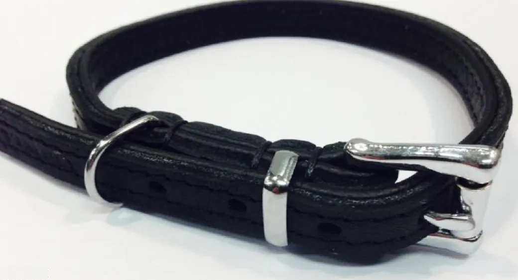 Timely halsbånd olieret læder sort 12 mm 25 cm - blød styrke til små hunde