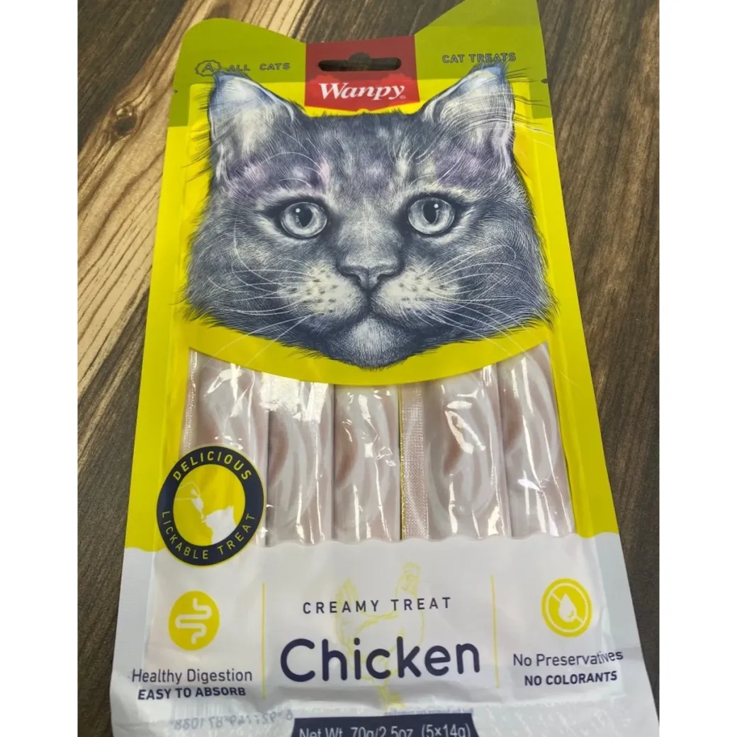 Wanpy Kat Cremet Slikbar Godbid med Kylling