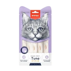 Wanpy Kat Cremet Slikbar Godbid med Tun og Krabbe
